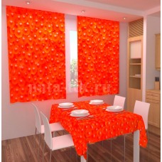 Фотошторы для кухни с эффектом объемного рисунка 3D Красная икра 155*180см